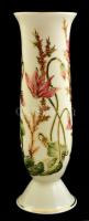 Zsolnay ciklámen mintás váza, kézzel festett, jelzett, kopott aranyozással, m: 26,5 cm