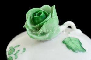 Herendi Apponyi mintás rózsás fedeles váza, kézzel festett, jelzett, hibátlan, m:14 cm