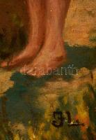 JL jelzéssel: Déli pihenő. Olaj, vászon, keretben, 40×50 cm