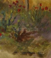 Rudas jelzéssel: Libapásztor lány, olaj, vászon, díszes, kicsit sérült fa keretben, 60×80 cm