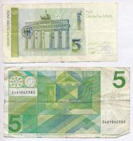 Vegyes: Hollandia 1973. 5G + Németország 1991. 5M T:III,III-
Mixed: Netherlands 1973. 5 Gulden + Ge...