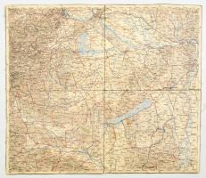 cca 1910 Balaton és Nyugat-Magyarország térkép vászonon 40.x35 cm
