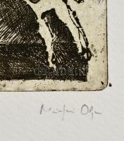 Olvashatatlan jelzéssel: Gondolkozó ember, rézkarc, papír, 32,5×14 cm