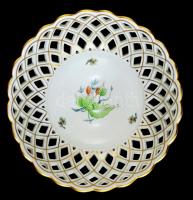 Herendi csipkebogyó mintás talpas kínáló, kézzel festett, jelzett, hibátlan, m: 20,5 cm