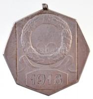 Berán Lajos (1882-1943) ~1930. "1918" jelzett Ag érem füllel, az 1918-as dátum gravírozva ...
