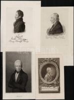 20 db különféle rézmetszet, közte a Magyar Pantheon sorozatból is, papír, jelzettek, különböző méret...