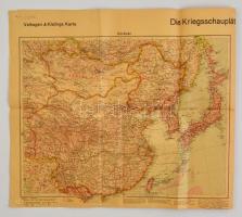 cca 1942 A távol keleti hadszíntér térképe / Map of the far Eastern battlefields. 104x45 cm