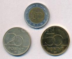 2002. 100Ft "Kossuth" + 2003. 20Ft "Deák Ferenc" + 2004. 50Ft Cu-Ni "Európa...