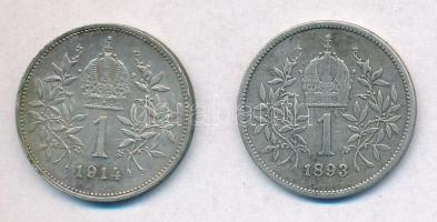 Ausztria 1893-1914. 1K Ag "Ferenc József" (2xklf) T:2-,2
Austria 1893-1914. 1 Corona Ag &...