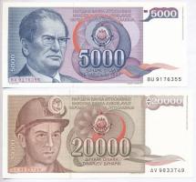Jugoszlávia 1985. 5000D + 1987. 20.000D T:I- Yugoslavia 1985. 5000 Dinara + 1987. 20.000 Dinara C:AU