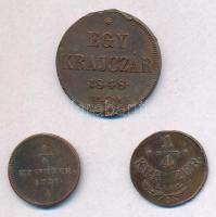 1816O 1/4kr Cu + 1848. 1kr Cu + Ausztria 1781A 1/4kr Cu T:2-,3 ph
