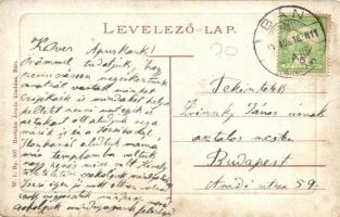 Bán, Trencsénbán, Bánovce nad Bebravou; Fő tér, utcakép, templom. W. L. Bp. 507. Hertzka Ármin kiadá...