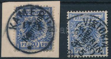 2 stamps 2 different cancellations, Mi 4 2 különféle bélyegzés