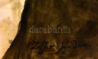 Ziffer jelzéssel: Férfi fej. Akvarell, papír, sarok szakadásokkal, 37×29 cm