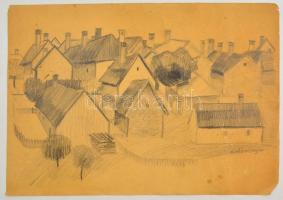 Schönberger jelzéssel: Háztetők. Ceruza, papír, 29×42 cm