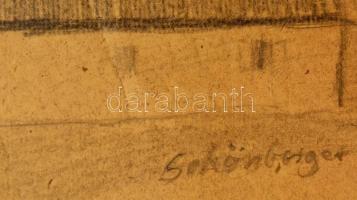 Schönberger jelzéssel: Háztetők. Ceruza, papír, 29×42 cm