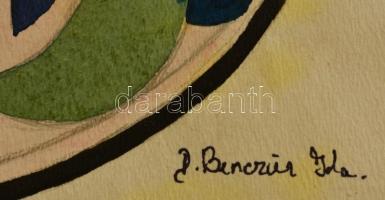 Benczúr jelzéssel: Minta rajz. Akvarell-ceruza, papír, d:23 cm