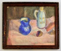 Berény jelzéssel: Asztali csendélet. Akvarell, papír, üvegezett keretben, 29×34 cm