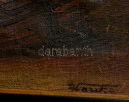 Hanke jelzéssel: Gyümölcsös csendélet, olaj, vászon, fa keretben, 20×30 cm