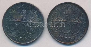 1992. 200Ft Ag "MNB" (2x) T:2 patina