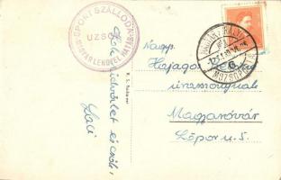 Uzsok, Uzhok; Magyar-Lengyel határ / Hungarian-Polish border, monument + Sportszálloda Uzsok Magyar-...