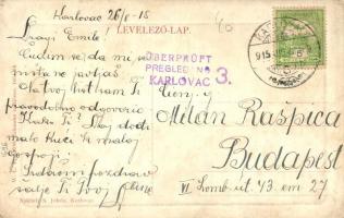 Károlyváros, Karlovac; Rakovac. Naklada S. Jelaca / utcakép, üzletek. W. L. Bp. 1696. / street view,...