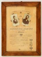 1901 Tapolcsány (Topoľčany), zsidó házaspár ezüstlakodalmának díszes, fényképes műsorlapja, üvegezett fa keretben