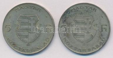 1947. 5Ft Ag "Kossuth" (2x) T:2-,3 patina