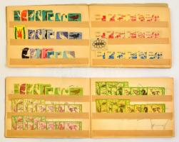 Kis gyufacímke gyűjtemény, közte sorozatok is, másfél füzetbe rendezve