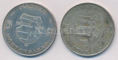 1947. 5Ft Ag "Kossuth" (2x) T:2-
