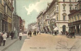 Moscow, Moskau, Moscou; Rue Tverskaia / Tverskaya street, shops. Knackstedt & Näther (small tear)