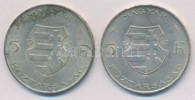 1947. 5Ft Ag "Kossuth" (2x) T:2-,3