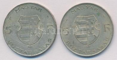 1947. 5Ft Ag "Kossuth" (2x) T:2-,3