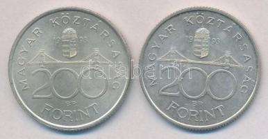 1993. 200Ft Ag "MNB" (2x) T:1-,2