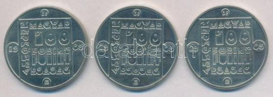 1985. 100Ft alpakka (3xklf) "Természetvédelem - Mocsári Teknős, Vadmacska, Vidra" T:BU Ada...