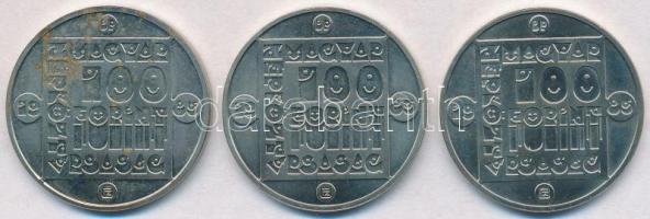 1985. 100Ft alpakka (3xklf) "Természetvédelem - Mocsári Teknős, Vadmacska, Vidra" T:BU fo....