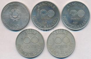 1982-1989. 100Ft (5xklf) labdarúgással kapcsolatos érme T:BU
