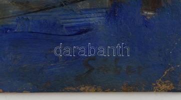 Gráber jelzéssel: Asztalnál. Olaj, karton, sérült, 45×55 cm