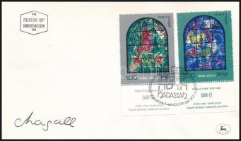 Marc Chagall: Üvegablakok tabos sor 6 értéke 3 db FDC-n Chagall windows 6 values of the set with tab...