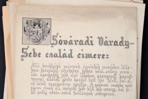 1912-1941 A sóváradi Várady-Sebe család címerei, a sóváradi Sebe család leszármazási táblája, és a r...