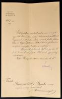 1903 Szamovolszky Gyula erdőszámtiszt előléptetése, Máramarossziget,Tallián Béla (1851-1921) földművelésügyi miniszter (1903-1905) aláírásával, a minisztérium fejléces papírján