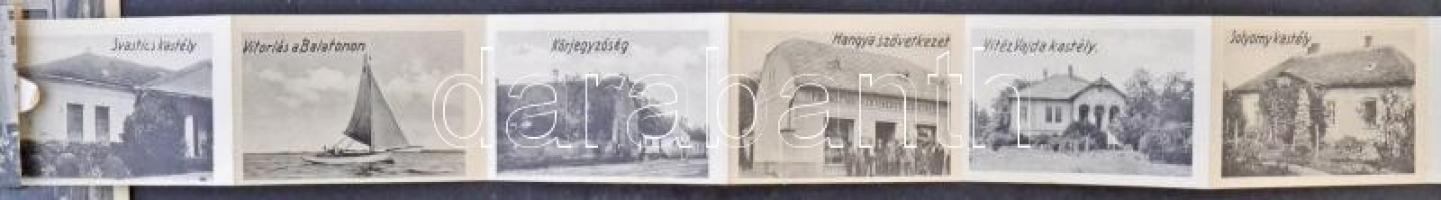 Balatonederics, Római katolikus templom és népiskola. leporellólap, belül: Vitorlás a Balatonon, Kör...