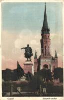 Cegléd, Kossuth szobor, Evangélikus templom (kis szakadás / small tear)
