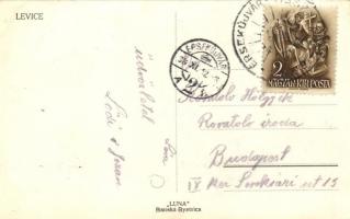 Léva, Levice; látkép a várfalépítés munkálataival / panorama view with the construction of the castl...