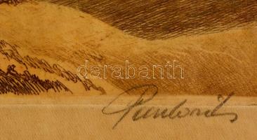 Paulovits Pál (1892-1975): A Baglyason. Színezett rézkarc, papír, jelzett, 29×39 cm