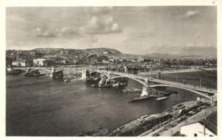 1947-48 Budapest XIII. Margit híd a háború utáni újjáépítés közben (EK)