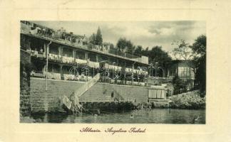 Abbazia, Angelina Seebad / Fürdő szálloda, fürdőzők. W. L. Bp. 1725. Acsay J. kiadása / spa hotel, bathing people (EK)