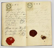 1859 Veszprém, vándorkönyv zsidó szabólegény részére, számos bejegyzéssel, újrakötve / Travelling bo...