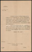 1918 Szamolányi Gyula költő erdőszámvizsgálónak érdemeiért a III. osztályú polgári hadiérdemkeresztet adományozza, Máramarossziget, Mezőssy Béla (1870-1939) földművelésügyi miniszter (1917-1918) aláírásával, a minisztérium fejléces papírján,