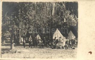 1922 Sirina erdő, Pécsi m. kir. áll. főreáliskolai cserkészcsapat tábora / Hungarian scout camp. photo